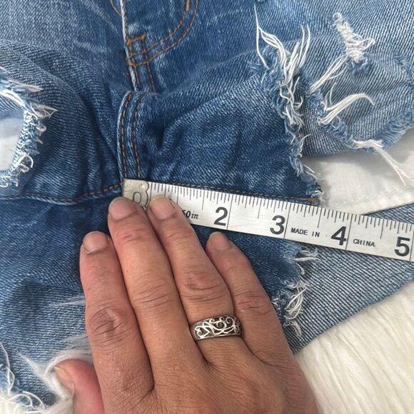 Pistola Blue Distressed Jean Shorts Raw Hem Size 26 - Picture 6 of 12